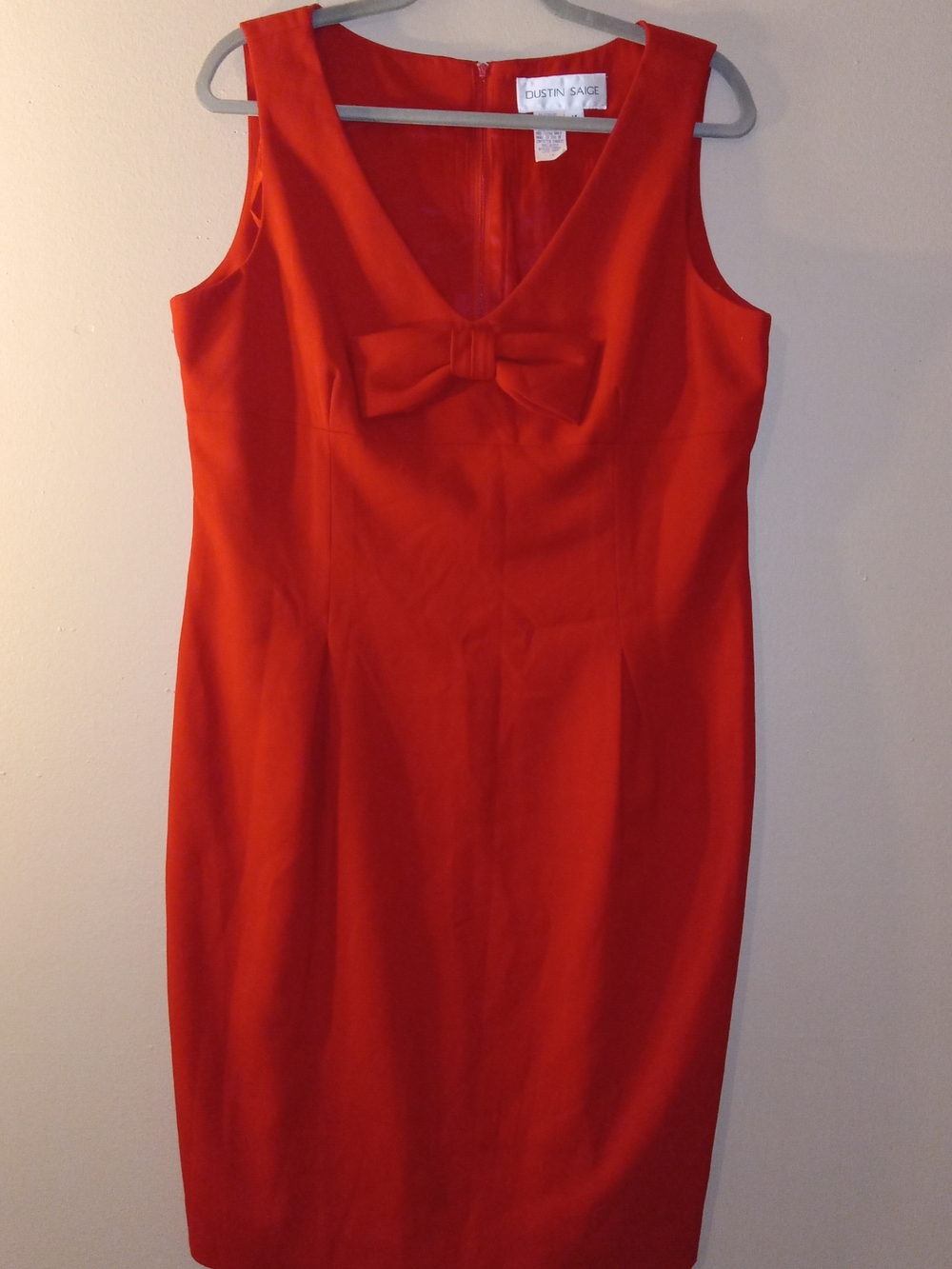 Vintage Elegant Red Bow-Accent Sheath Dress by Dustin Saige